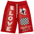 B.Love 3/4 Checker Shorts In Garment Dyed Red