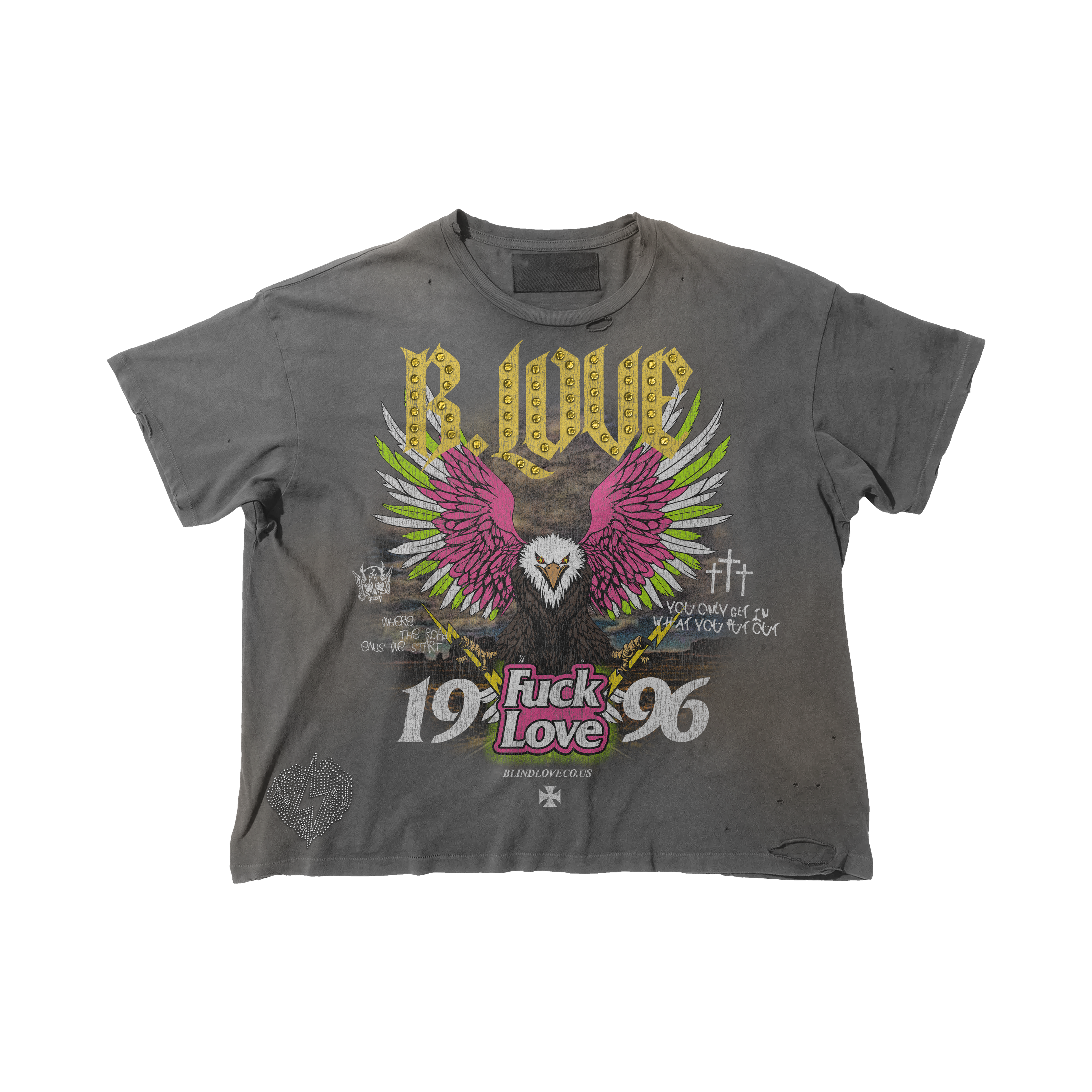B.Love Pink Eagle Vintage Tee (no stones)